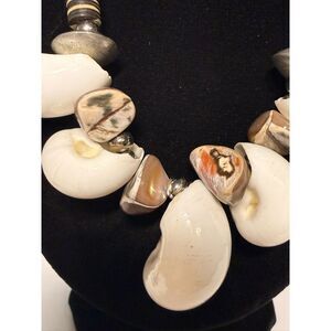 Vintage Signed Alexis Kirk Runway Statement Necklace - White Cowrie Choker